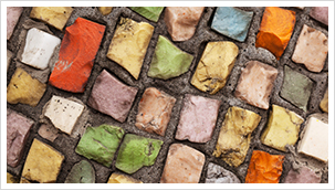 Multi-colored brick mosaic